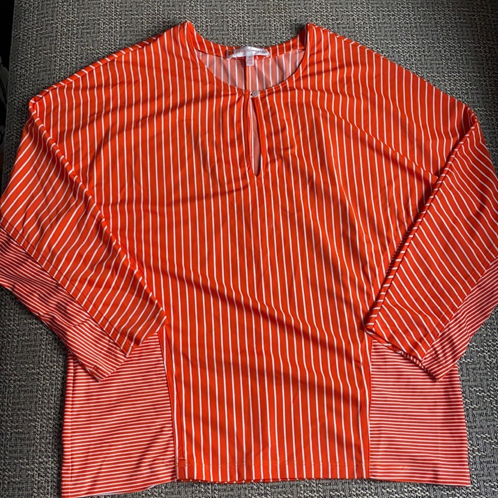 Jude Connolly Orange Striped 3/4 Sleeve Blouse S